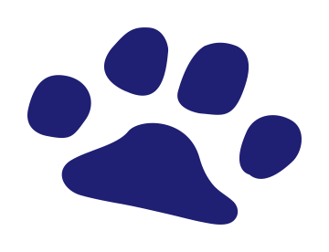 blue outlined paw graphic